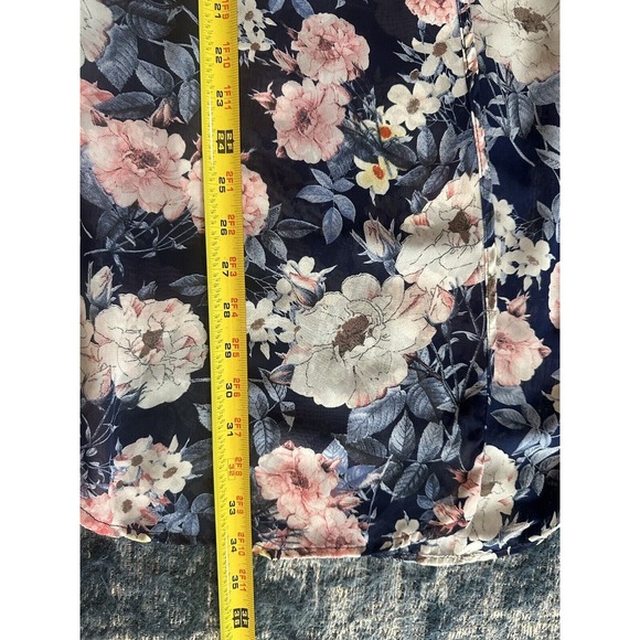Meri Skye Women Tops Kimono 2X Blue Floral Polyester Open Front - Picture 5 of 6